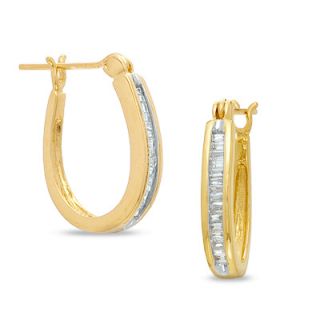 CTW. Baguette Diamond Hoop Earrings in 14K Gold   Zales
