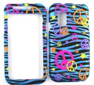 Samsung Fascinate/Mesmerize i500 Transparent Design, Colorful Peace Signs on Blue Zebra Hard Case/Cover/Faceplate/Snap On/Housing/Protector: Cell Phones & Accessories