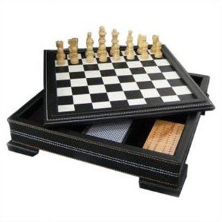 11" 7 in 1 Game Set with Black Leatherette Finish: Toys & Games