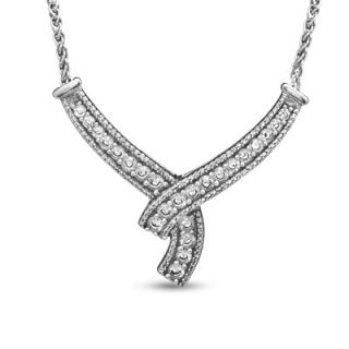 Lab Created White Sapphire and Diamond Accent Wrap Necklace in