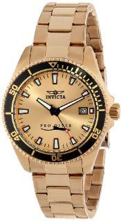 Invicta Women's 15138SYB Pro Diver Gold Dial 18k Ion Plated Stainless Steel Watch with Impact Case: Watches