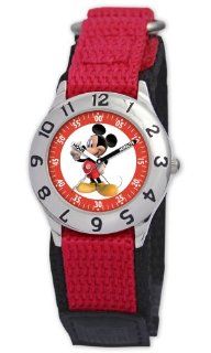 Disney Kids' D001S505 Mickey Mouse Time Teacher Red Velcro Watch: Watches