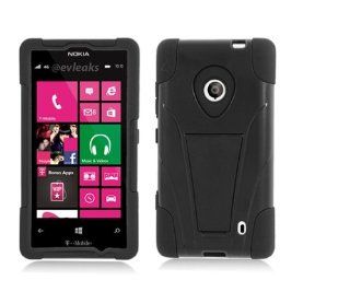 [SlickGears] Heavy Duty Impact Armor Kickstand Case for Nokia Lumia 521 (T Mobile, MetroPCS) + Premium Screen Protector (Black): Cell Phones & Accessories