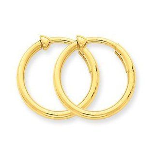 14k Gold Non Pierced Hoop Earrings: Jewelry