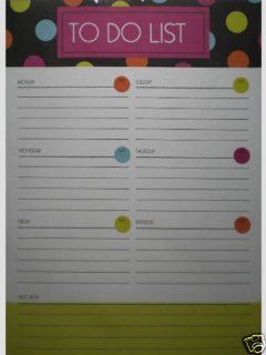 Polka Dot To Do List Magnetic Weekly Planner : Personal Organizers : Office Products