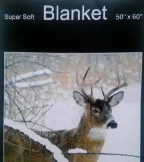 Snowstorm Deer Buck in Snowy Forest Soft Fleece Throw : Throw Blankets : Everything Else