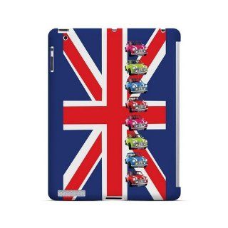 [Geeks Designer Line] Multi Mini Coopers on Union Jack Apple iPad 2nd Gen Plastic Case Cover [Anti Slip] Supports Premium High Definition Anti Scratch Screen Protector; Durable Fashion Snap on Hard Case; Coolest Ultra Slim Case Cover for iPad 2nd Gen Suppo