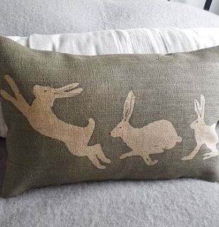 reversible triptych hare cushion by helkatdesign