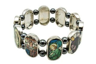 Christian Icon, Woman's Magnetic Therapy Bracelet Fits Small to Medium Wrist 5 in to 7.5 in.: Fibromyalgia: Jewelry