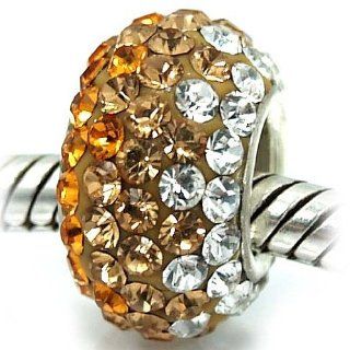 Swarovski Crystal November Birthstone Gold Yellow Topaz with .925 Sterling Silver Bead Pandora Troll Chamilia Biagi Bead Compatible: Jewelry