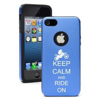 Apple iPhone 5 5S Blue 5D1478 Aluminum & Silicone Case Cover Keep Calm and Ride On Dirt MX Bike: Cell Phones & Accessories