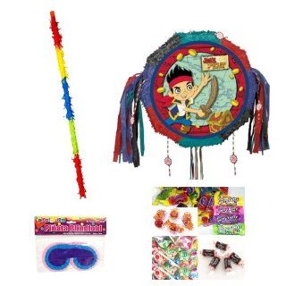 Disney Jake and the Never Land Pirates Drum Pull Pop out Pinata Party Pack/Kit Including Pinata, Bit of Everyones Favorites Candy Filler Mix 3lb, Buster stick and Blindfold: Toys & Games