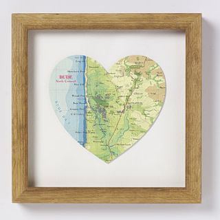 bude map heart print by bombus off the peg
