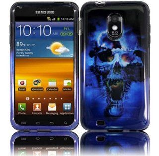 VMG 2 Item Combo for Samsung Galaxy S II S2 4G D710 Epic 4G Touch (Boost/Virgin Mobile, Ting, Sprint Carrier Versions) Design Hard Cell Phone Case Cover   Black Blue Skull + LCD Clear Screen Saver Protector: Cell Phones & Accessories