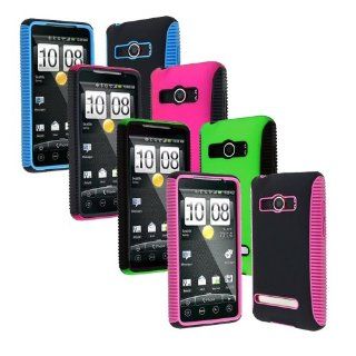 Importer520 4in1 bundle Colorful Dual Flex Hybrid TPU Hard Gel Case Cover for Sprint HTC EVO 4G: Cell Phones & Accessories