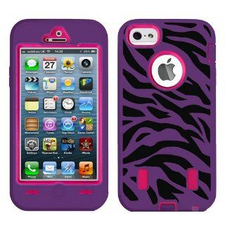 Importer520 Zebra Print Case Purple/Black with Hot Pink Shell for Apple iPhone 5: Cell Phones & Accessories