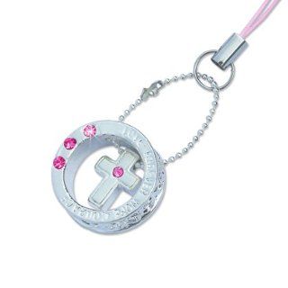 Universal Cross Shaped with Diamond Cell Phone (Car) Charms Strap   Pink: Cell Phones & Accessories
