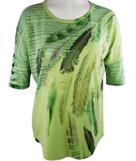 California Bloom Lime Geometric Print Top, Scoop Neck with Rhinestone Accents at  Womens Clothing store