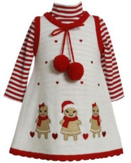 Gingerbread Girls Applique Sweater Knit Jumper Dress Set RD2BU, Bonnie Jean Todders Christmas Holiday BNJ Jumper Dress Set, Red Playwear Dresses Clothing