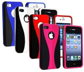 Importer520 4in1 Combo (Blue Pink White Red) 3 Piece Snap On Hard Case Cover For AT&T Verizon Sprint Apple iPhone 4 4S: Cell Phones & Accessories