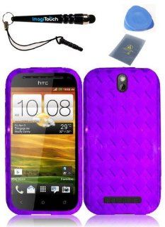 IMAGITOUCH(TM) 4 Item Combo For HTC One SV(Cricket, Boost) Flex TPU Skin Case Cover Phone Protector   Purple (Stylus Pen, ESD Shield Bag, Pry Tool, Phone Cover): Cell Phones & Accessories