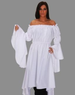 Gypsy Pure White Chemise Top Medieval Peasant Wench Sca Costume Dress Sc88527A (XL): Clothing