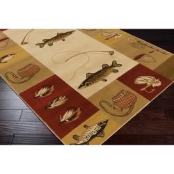 Dick Idol Meticulously Woven Tan/Red Southwestern Lodge Bristol Rug (2' x 3') Surya Accent Rugs