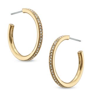 Small Crystal Hoop Earrings in Brass with 18K Gold Plate   Zales