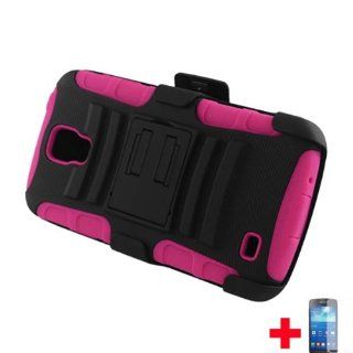 Samsung Galaxy S4 Active I537SOLID BLACK HOT PINK HYBRID HARD PLASTIC CELL PHONE CASE KICKSTAND AND HOLSTER COMBO + SCREEN PROTECTOR, FROM [TRIPLE8ACCESSORIES] Cell Phones & Accessories