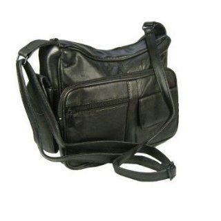 Leather Handbag Purse with Cell Phone Holder & Many Pockets (Black): Shoes