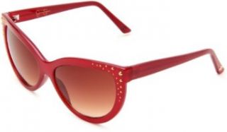 Jessica Simpson Women's J541 CPRD Cat Eye Sunglasses,Chili Pepper Red Frame/Brown Gradient Lens,One Size: Clothing