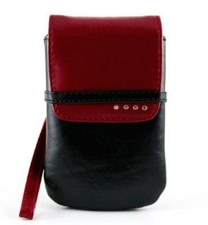 Apple iPhone Soft Leather Carrying Case with Hand Strap   4 Color Options, RED/BLACK Cell Phones & Accessories
