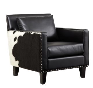 Dallas Chair Black Leathr/real Cowhide Side Panels