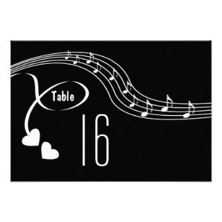 Musical Notes Wedding Table Number Card Custom Invitations