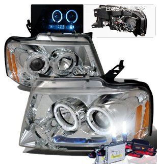 High Performance Xenon HID Ford F150 Halo LED Projector Headlights with Premium Ballast (Chrome Housing w/ Clear Lens & 6000K HID Lighting Output) Automotive