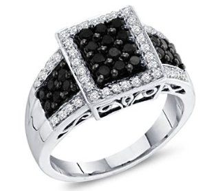 Black Diamond Ring Anniversary Band 14k White Gold Womens (2/3 Carat): Right Hand Rings: Jewelry