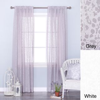 Best Home Fashion Branch Pattern Sheer Burnout 84 inch Rod Pocket Curtain Panel Pair Grey Size 54 x 84