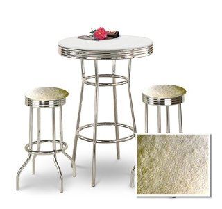 Shop 36" Tall Chrome Bar Table & 2 Lamb Wool Faux Fur Fabric Seat Barstools at the  Furniture Store
