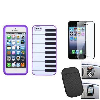 eForCity Film + Mat + Purple Piano Music Keys Silicone Soft Case Cover compatible with iPhone® 5 5G: Cell Phones & Accessories