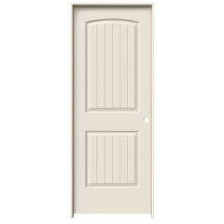ReliaBilt 2 Panel Round Top Plank Solid Core Smooth Molded Composite Left Hand Interior Single Prehung Door (Common: 80 in x 32 in; Actual: 81.68 in x 33.56 in)