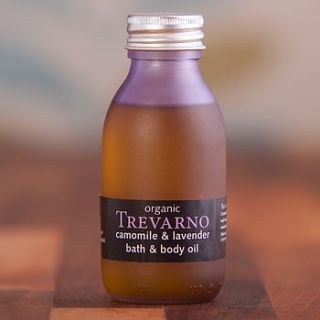 organic camomile and lavender bath oil by organic trevarno