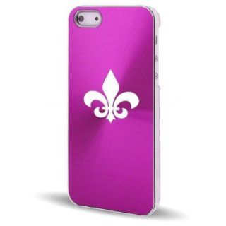Apple iPhone 5 5S Hot Pink 5C566 Aluminum Plated Hard Back Case Cover Fleur de lis: Cell Phones & Accessories