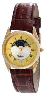 Peugeot Vintage 566M Men's Two tone Moon Phase Leather Watch: Watches