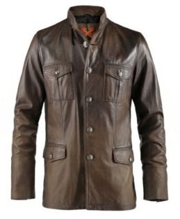 Soul Revolver M65 Military Style Leather Jacket at  Mens Clothing store: Leather Outerwear Jackets