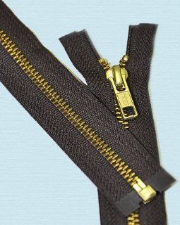 28" Medium Weight Jacket Zipper YKK #5 Brass ~ Separating ~ 570 Brown (1 Zipper/pack):