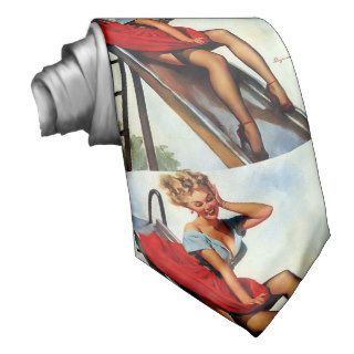 Vintage Retro Gil Elvgren Fun Slide Pin Up Girl Custom Ties