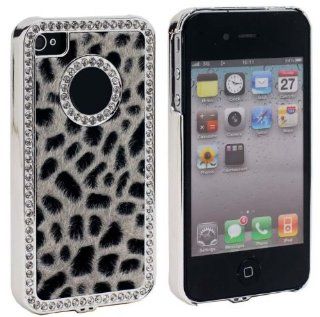 niceEshop(TM) Black Luxury Bling Leopard Diamond Rhinestone Hard cover case fit for iPhone4 4G 4S+Screen Protector: Cell Phones & Accessories