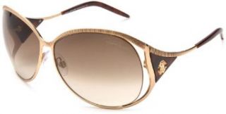 Roberto Cavalli Womens RC574SSW28P Oval Metal Wrap Sunglasses,Gold Frame/Green Lens,One Size: Clothing