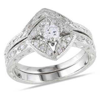 0mm Lab Created White Sapphire and Diamond Accent Kite Fashion Ring
