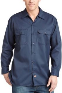 Dickies Men's Long Sleeve Work Shirt, Navy, Extra Large: Button Down Shirts: Clothing